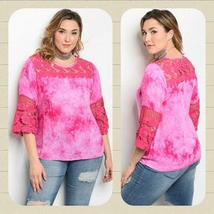 PINK TIE DYE PLUS SIZE TOP